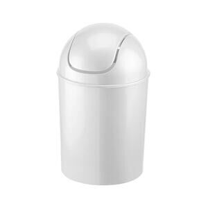 Mini Trash Can 1.25 Gallon White Swing Lid Small Waste Bin for Bathroom Kitchen